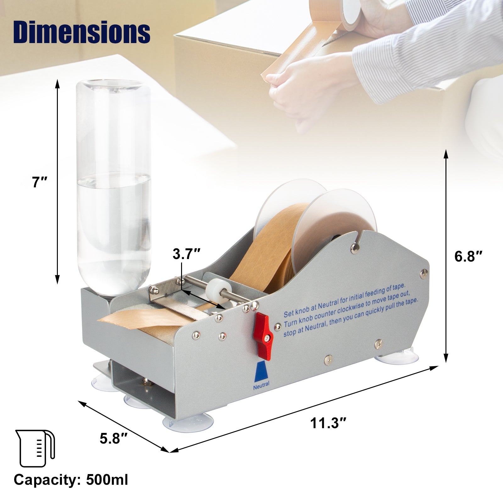 Metal Water Activated Tape Dispenser