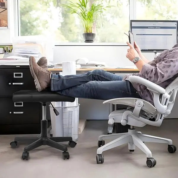 Adjustable Ergonomic Footrest Rolling Stool