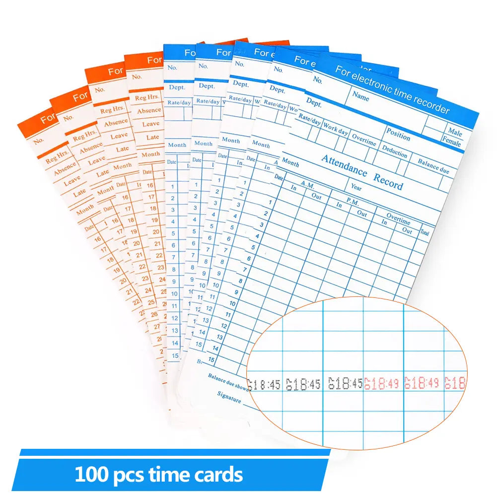 100-Pack Standard Weekly Time Clock Cards