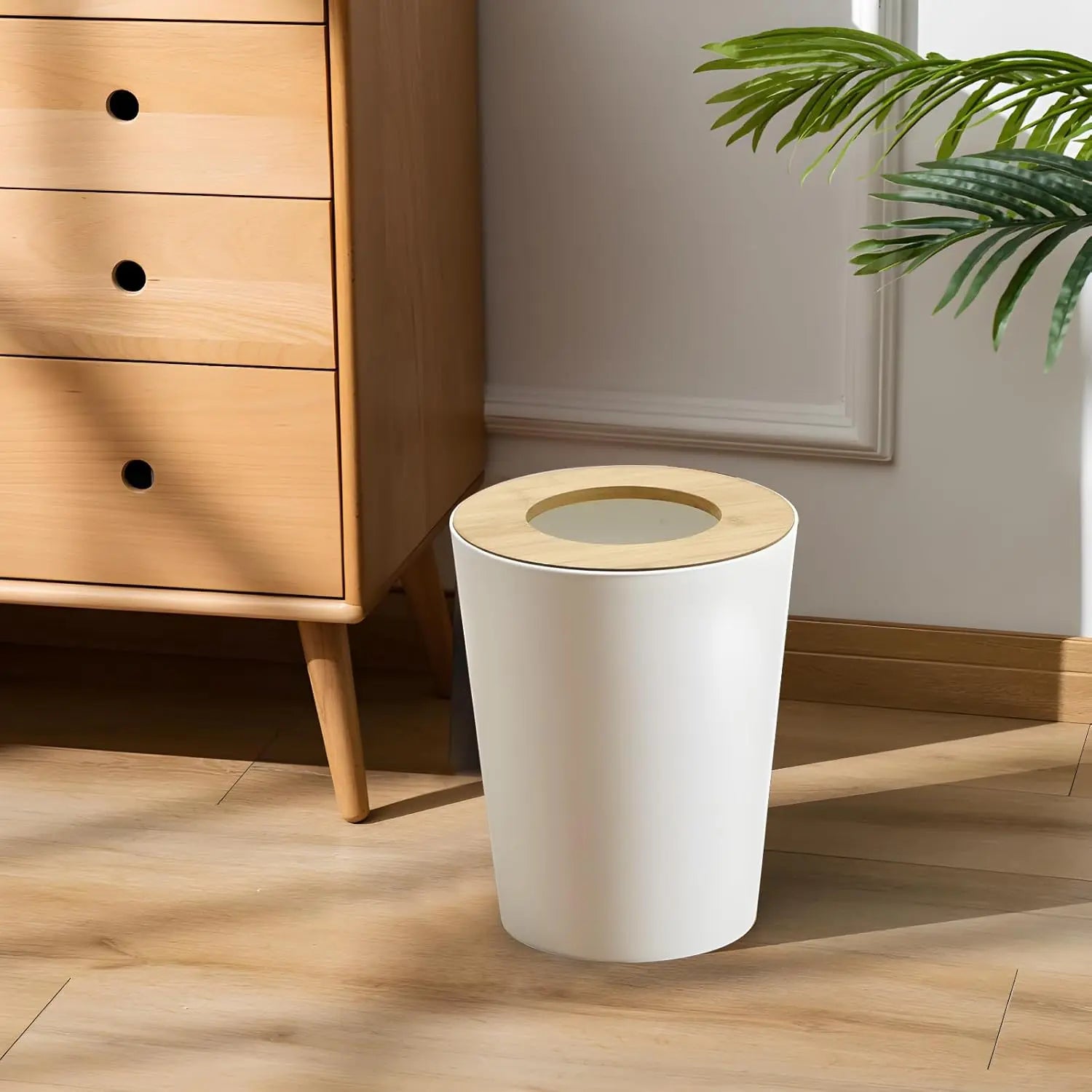 2-Pack Round Modern Aesthetics Open Top Trash Can