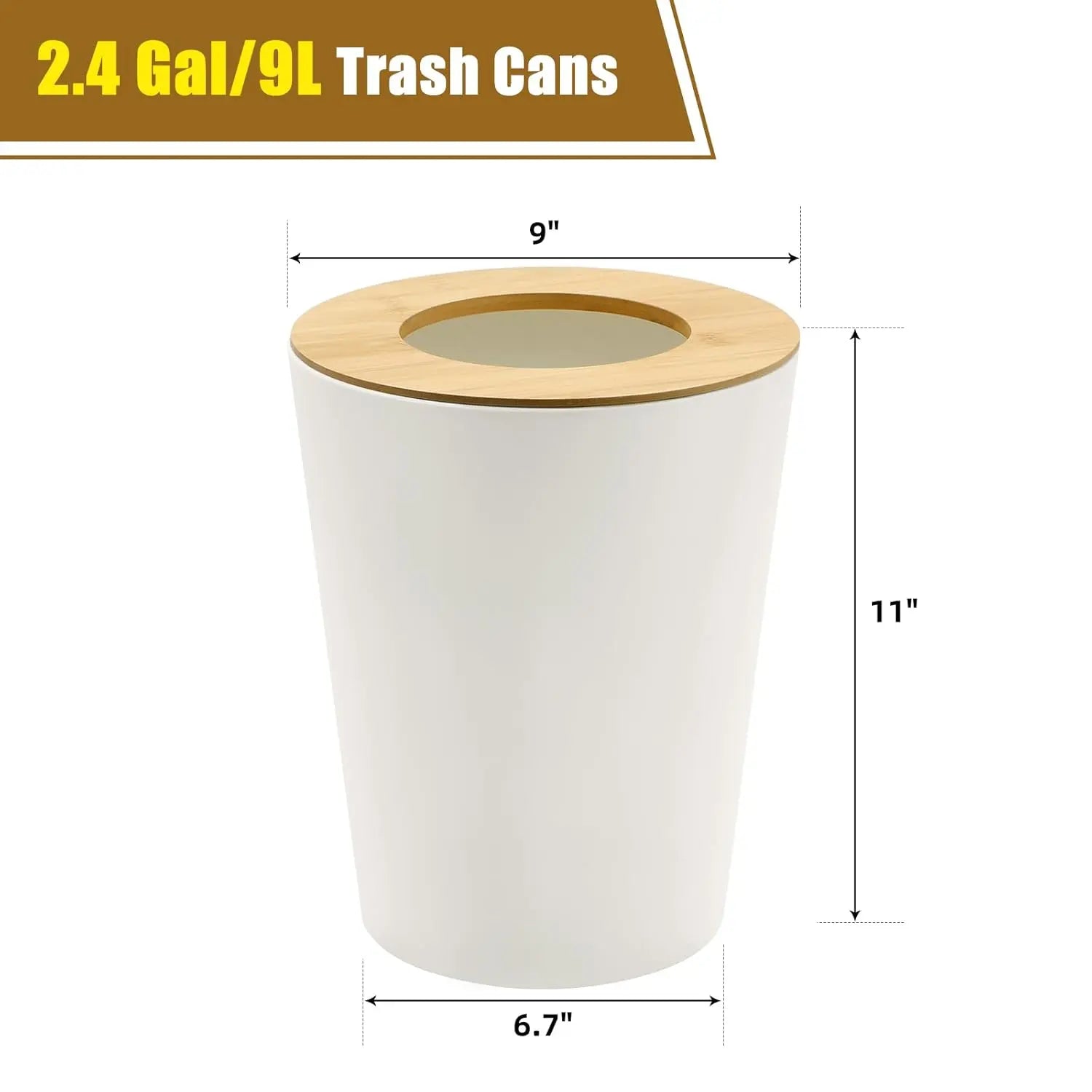 2-Pack Round Modern Aesthetics Open Top Trash Can