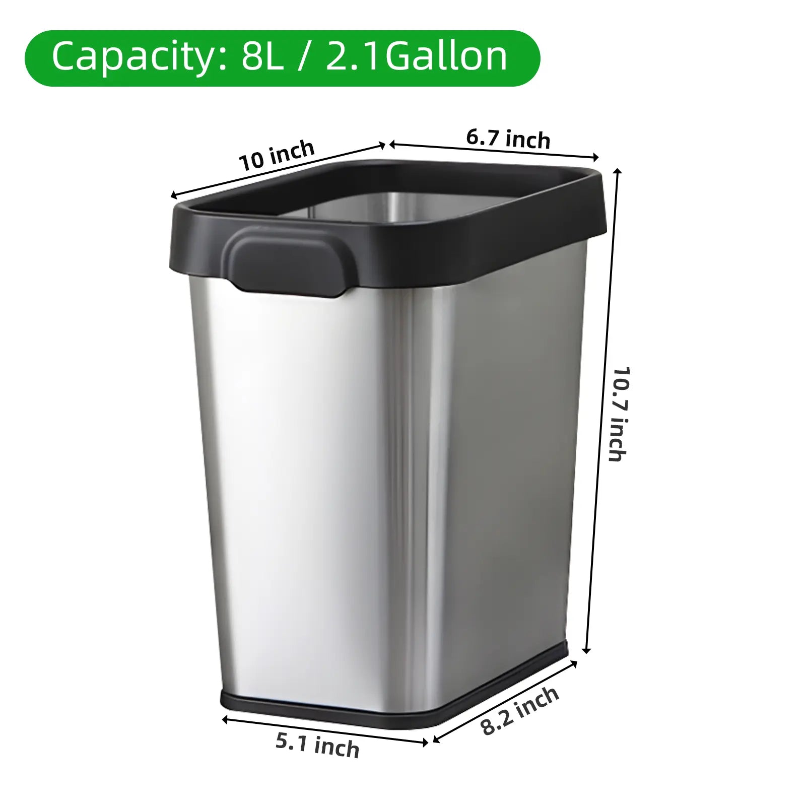 Multi-Pack Stainless Steel Rectangular Trash Can Set