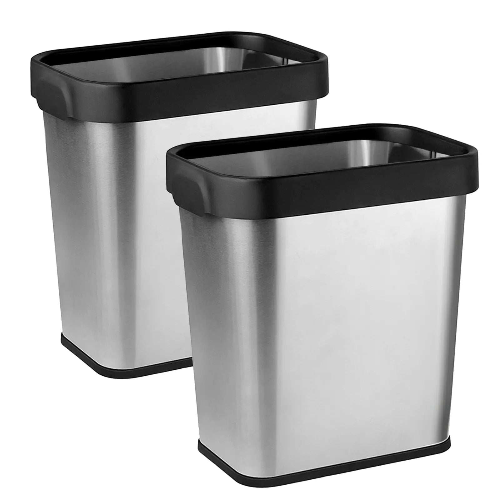 Multi-Pack Stainless Steel Rectangular Trash Can Set
