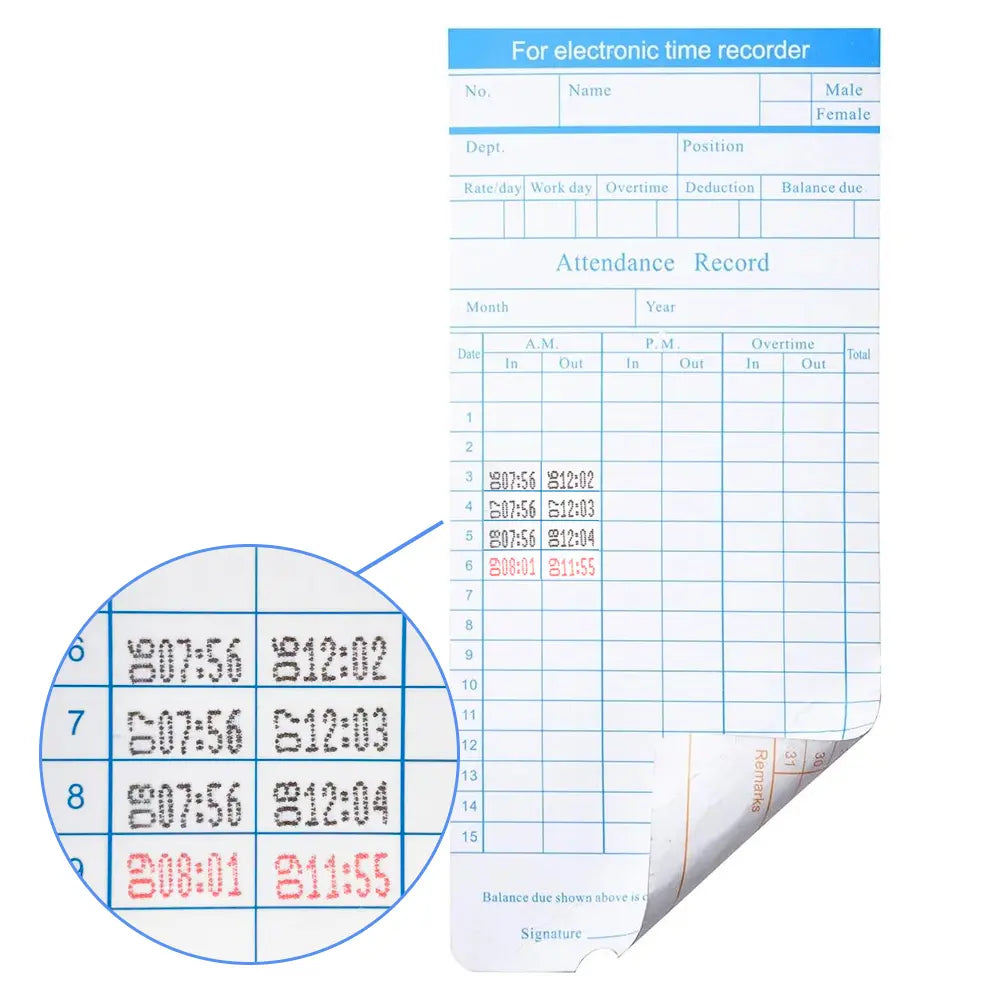 100-Pack Standard Weekly Time Clock Cards