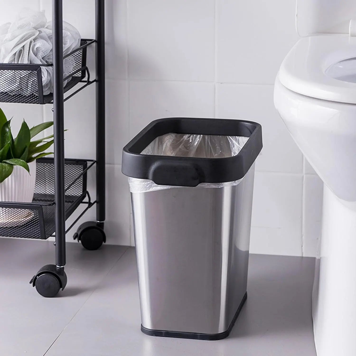 Multi-Pack Stainless Steel Rectangular Trash Can Set