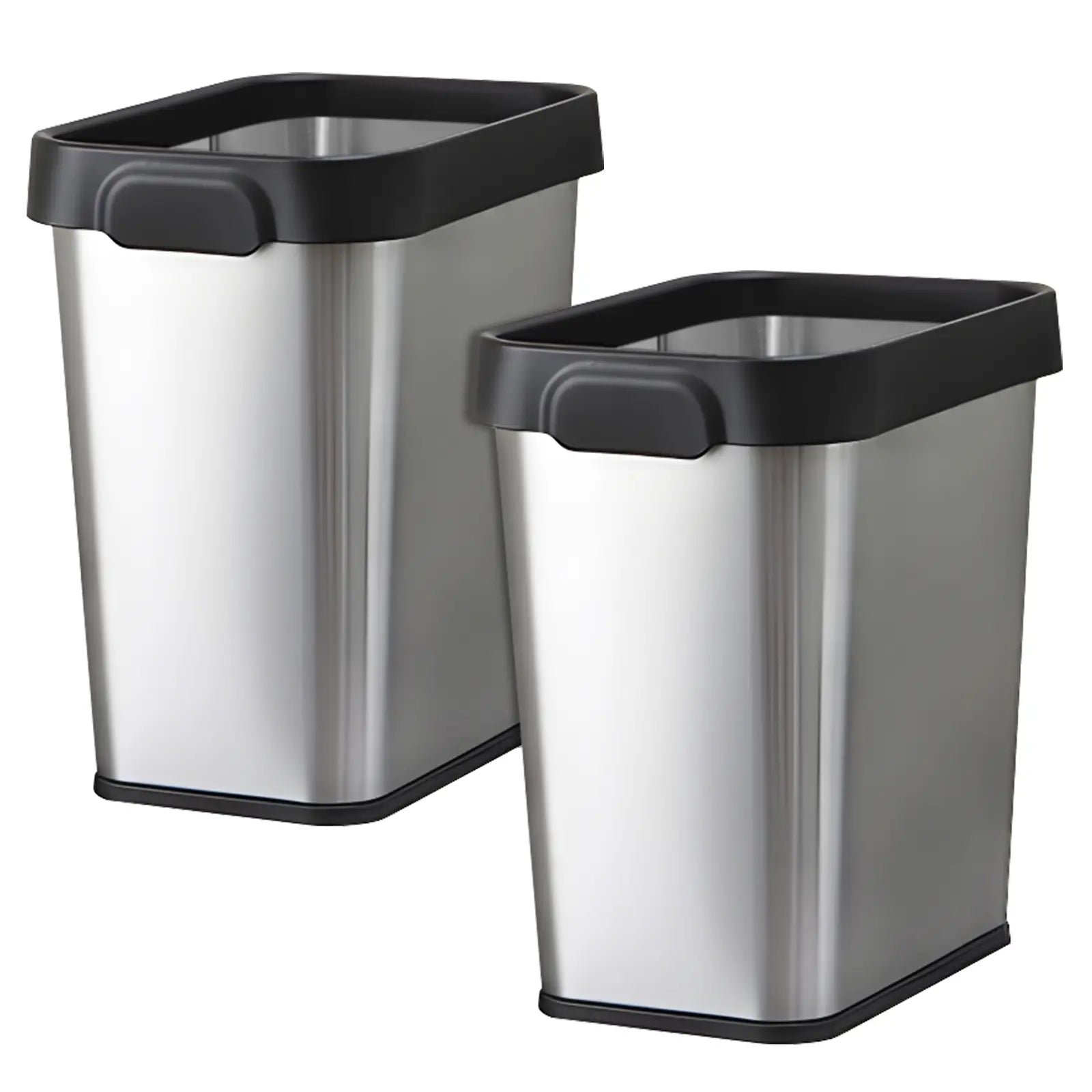 Multi-Pack Stainless Steel Rectangular Trash Can Set